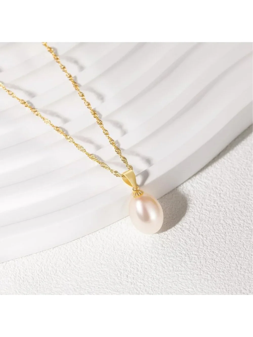 Trendy Dainty Pearl Necklace for Women - 925 Sterling Silver Freshwater Pendant